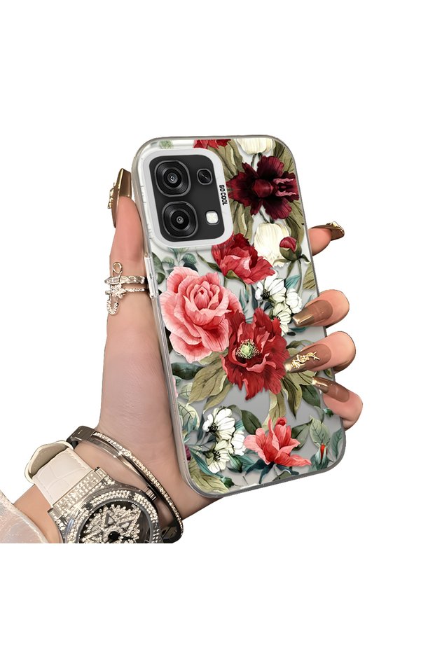 Oppo A6 Pro 4G/5G Compatible Hard Acrylic Back Silicone Edge Lens Protection Case