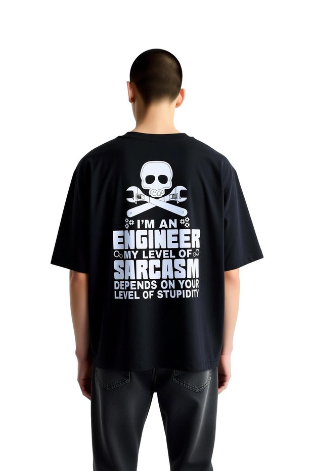Engineer Sarcasm Level Printed Men's Oversize T-Shirt