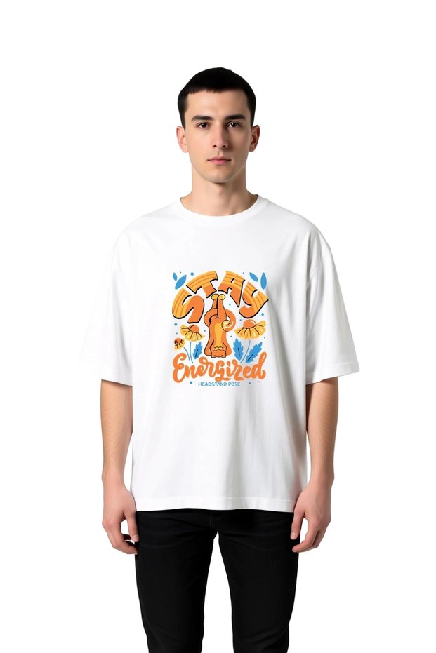 Men's Oversize Yoga T-Shirt Headstand Pose Printed Relaxed Fit Daily Wear Modern Stylish Comfortable Elegant
