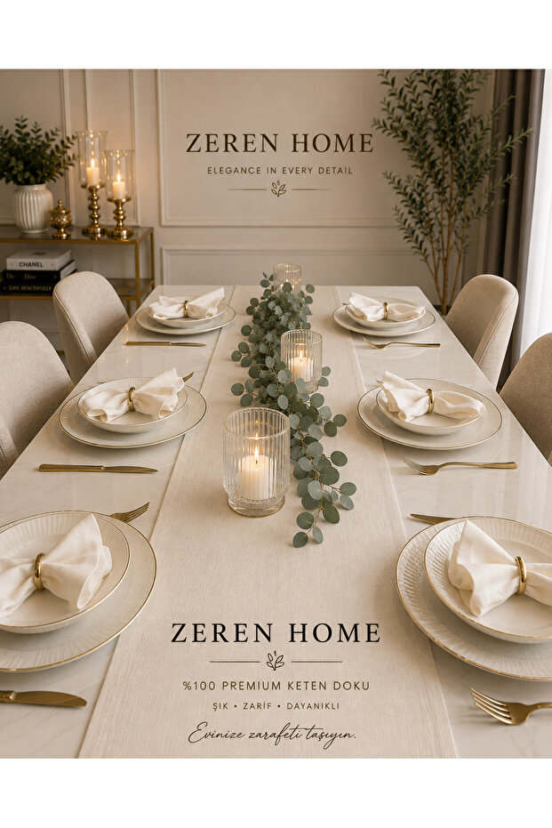 Cream Linen Look Table Runner – Stain-Resistant, Care-Free Fabric 45 X 300cm