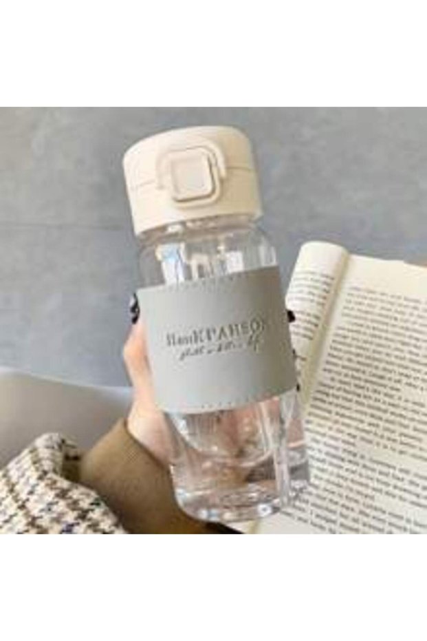 Plastic water bottle with straw