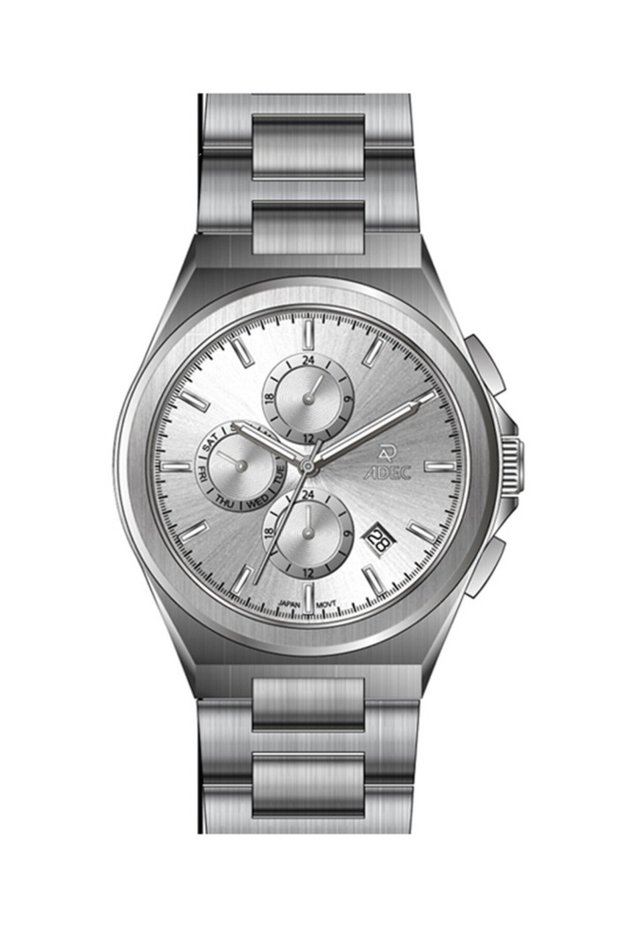 Ag24118-1 Steel Case Cord Case Calendar Japanese 3 Atm Water Resistant Metallic Color Men's Wristwatch