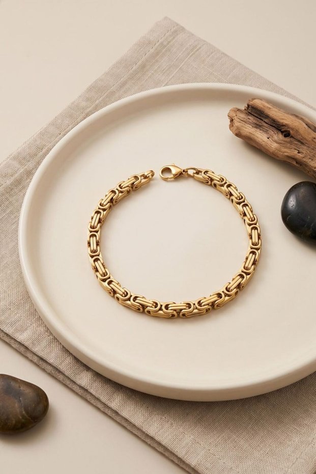 316L Steel Gold Color King Chain Model Men's Bracelet Tj-Eb3814