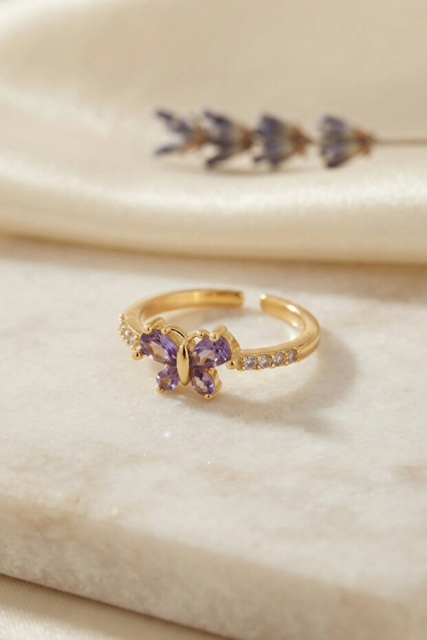 Purple Zircon Stone Butterfly Model Women's Ring