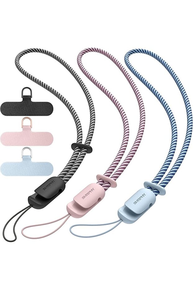 3 Pack Phone Strap with CellPhone Tether Tab, Phone Lanyard, CellPhone Wrist Strap with 2-Col