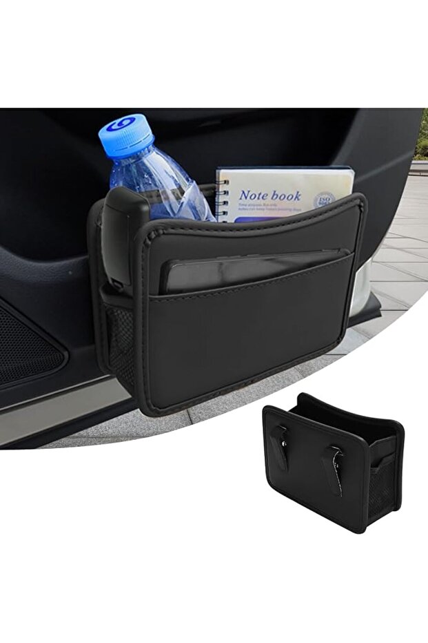 Car Organizer Pouch, Clip-On Collapsible PU Leather Trash Bin, Multipurpose Dustbin, Sp
