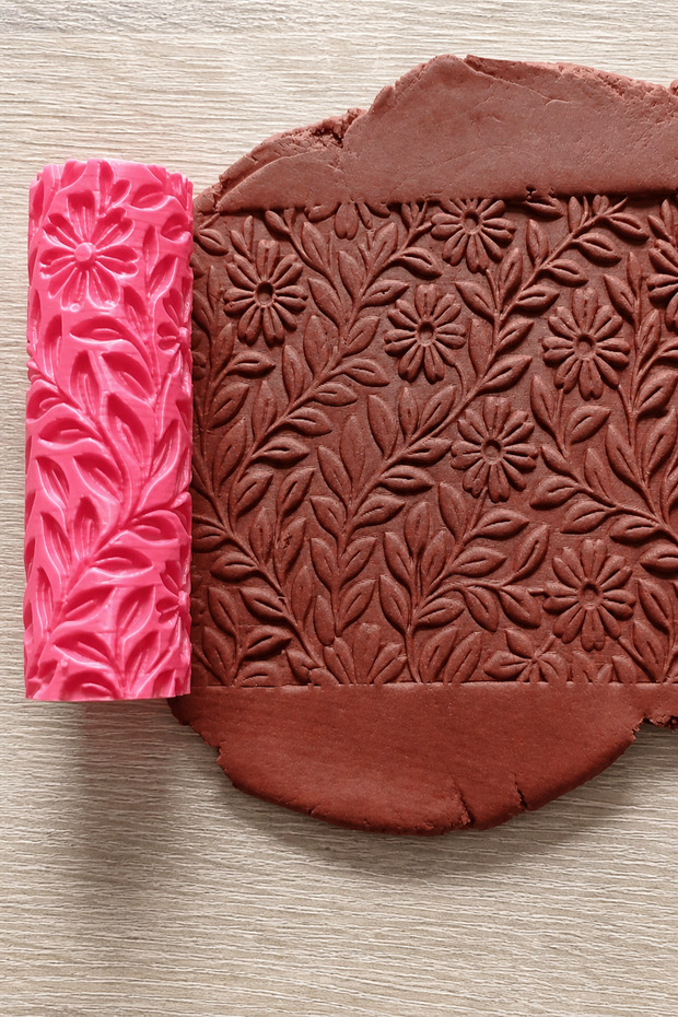 Mutlutren Papatya Bahçesi Patterned Texture Roller 10 cm – Clay, Ceramic and Sugar Dough Roller