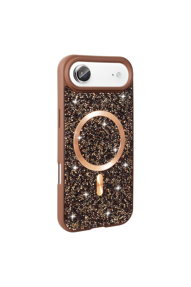 iPhone 17 Air Case Glittery Diamond Stone Magsafe Camera Raised Silicone