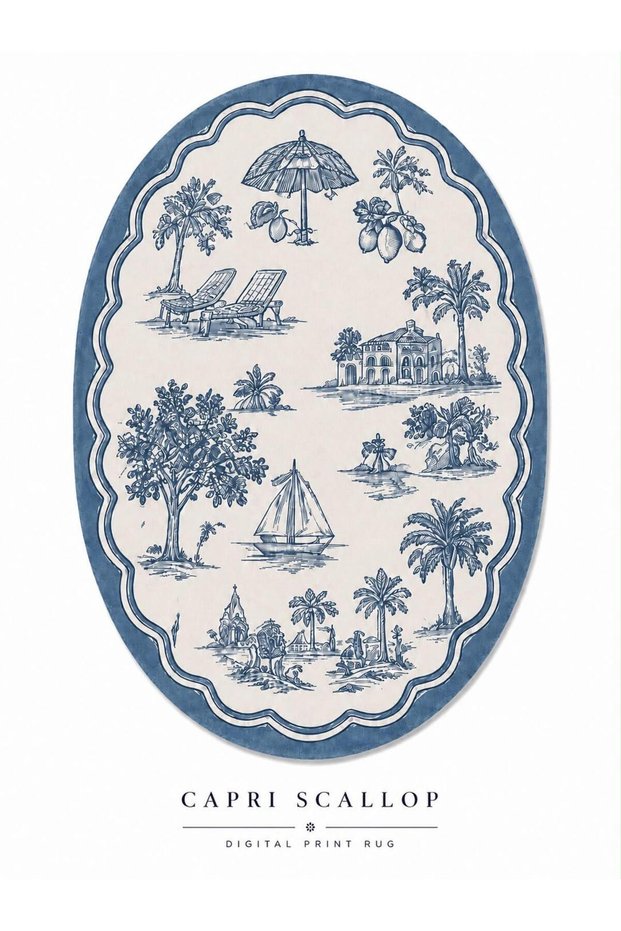 Eta Traditional Patterned Modern Woven Base Decorative Carpet Eta4073Blue