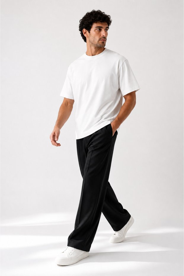 Men's Premium White Oversize T-Shirt – Breathable, Soft Textured, Anti-Sweat, Comfortable Fit, Basic