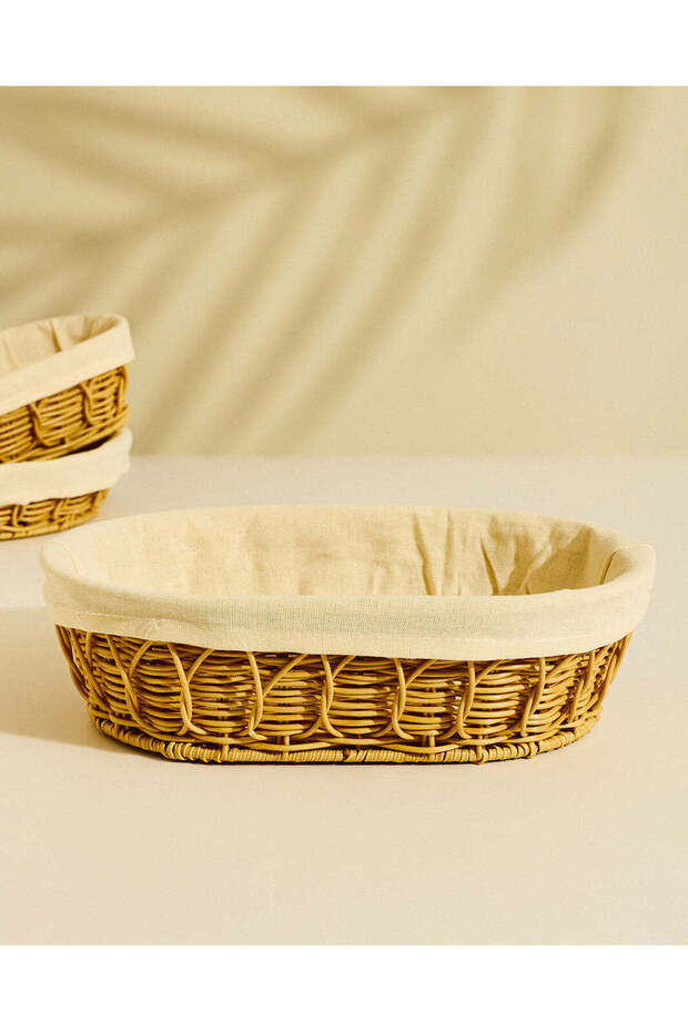 Brown Oval Basket with Fabric