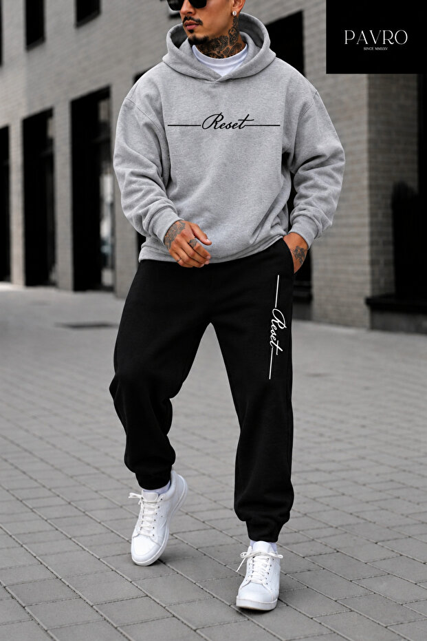 Sweatshirt Tracksuit Set Oversize Shaped Comfortable Fit Quality Fabric Reset Printed