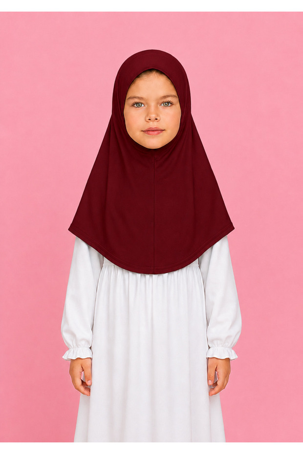 Girls’ Pink Khimar Hijab – Modest Islamic Head Covering for Girls, Full-Coverage Muslim Hijab