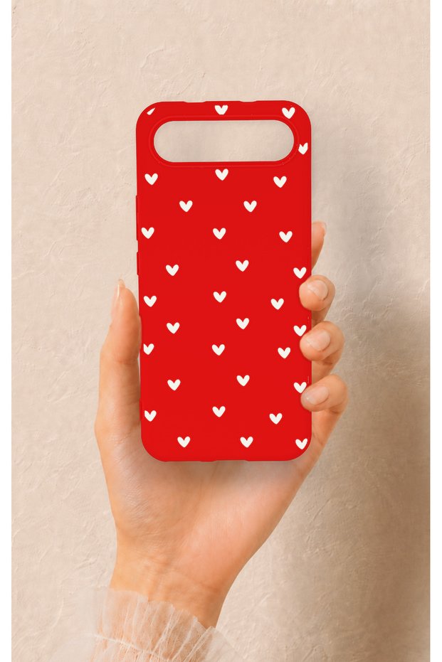 Tecno Spark Slim Compatible Mini White Heart Patterned Silicone Case