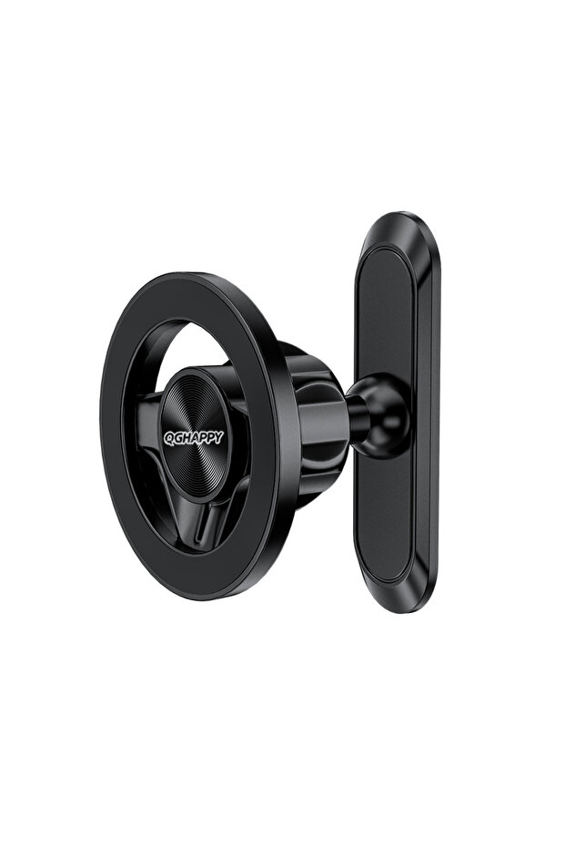 black Dual Magnetic Car Phone Holder for MagSafe 360° Adjustable Metal Stand for iPhone 16 15 Pro Sa