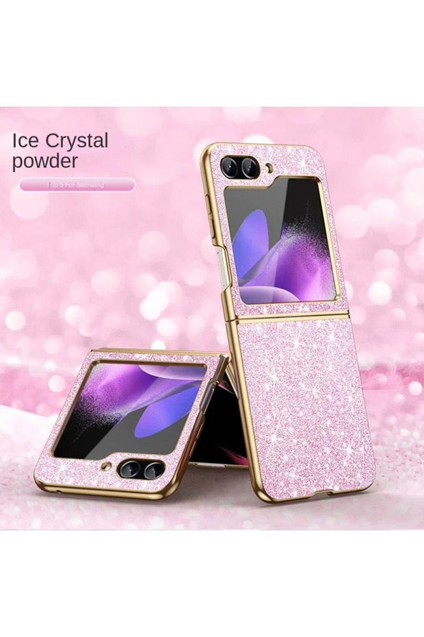 Galaxy Z Flip5 Pink Plating Bling Glitter Phone Case For Z Flip 7 fe 6 5 4 Flip6 Flip5 Flip7 5G Ha