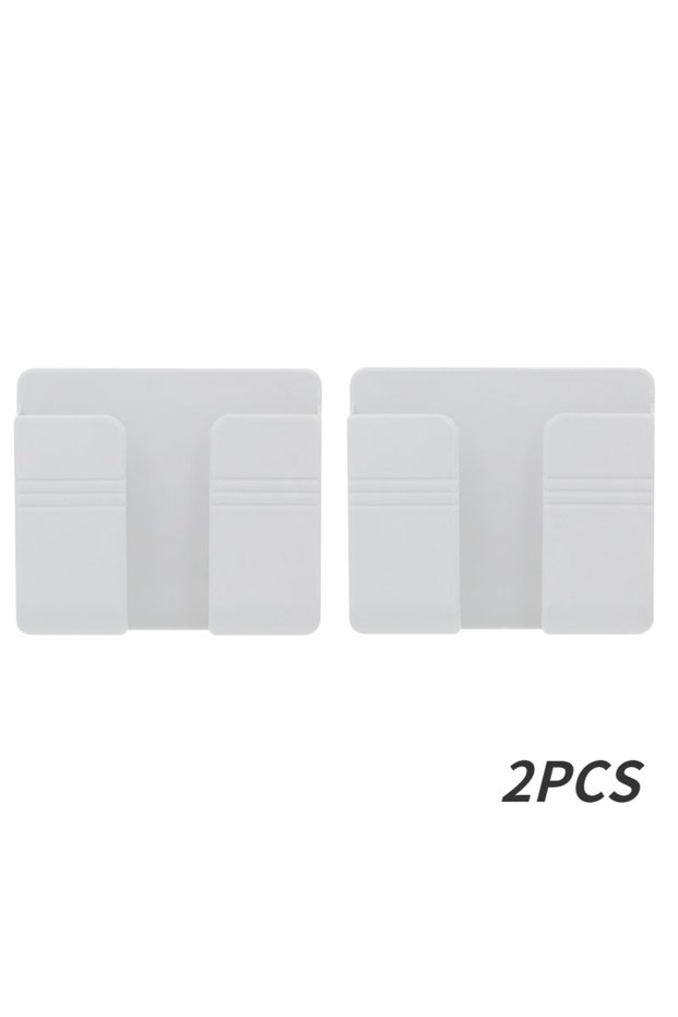 2PCS-White 1-8pcs Wall Mounted Phone Storage Box Multifunction Punch Free Organizer TV Remote Contro