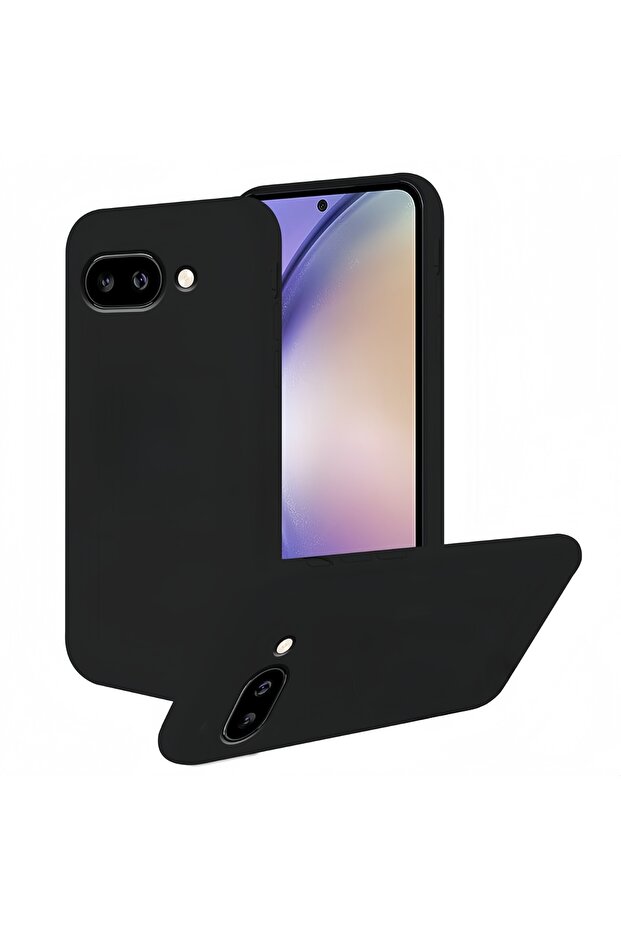 Google Pixel 8a Black Fashion Solid Colour Shockproof Protective Liquid Silicone Phone Case For Goo