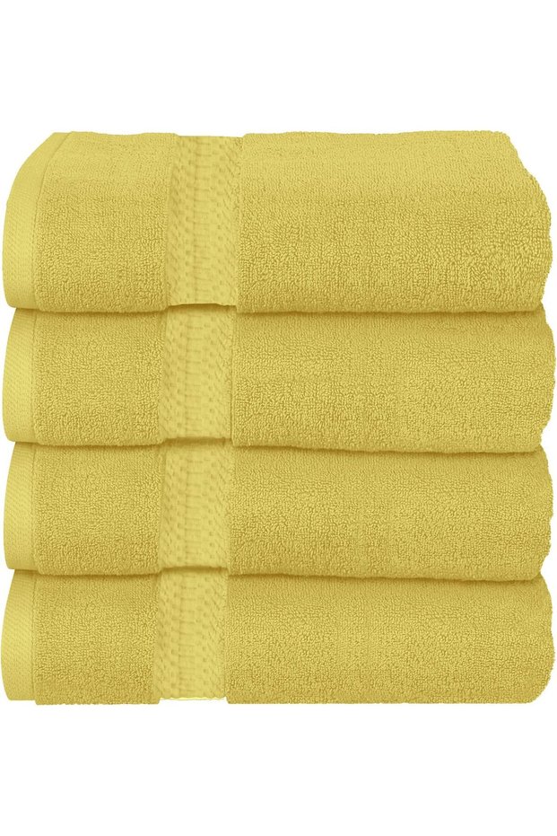 Metex Khols Terry Towels 100% Terry Cotton 137 cm x 70 cm, 550 GSM Premium Terry Cotton Highly Absorbent Towels for Bathroom, Shower and Home (5 Colors) (Yellow)