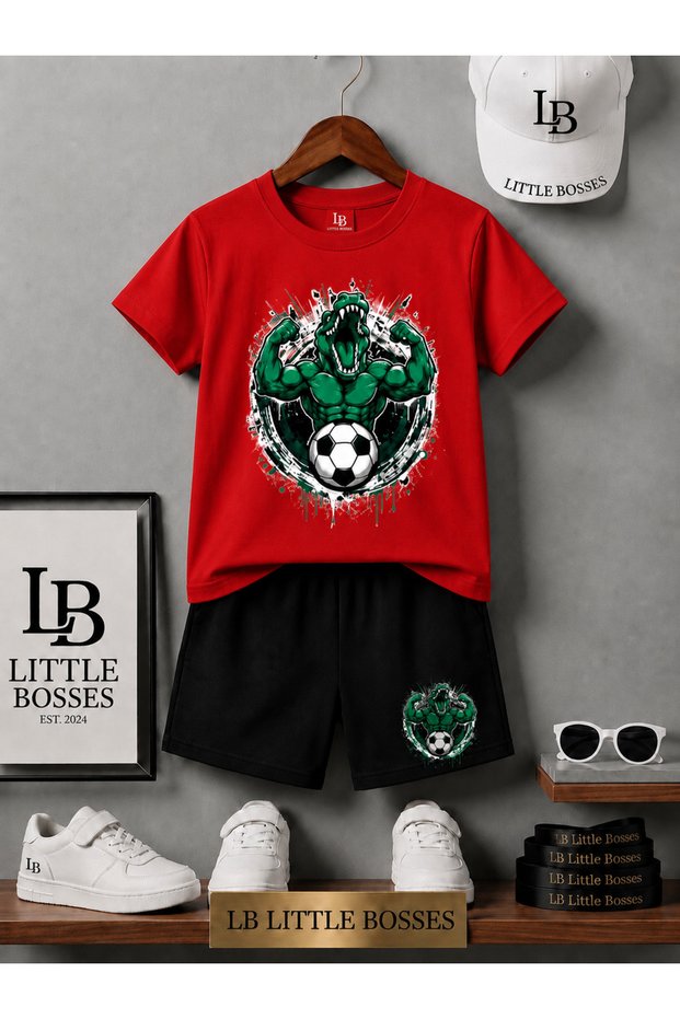Summer Shorts T-Shirt Unisex. (Crocodile Plays with the Ball)
