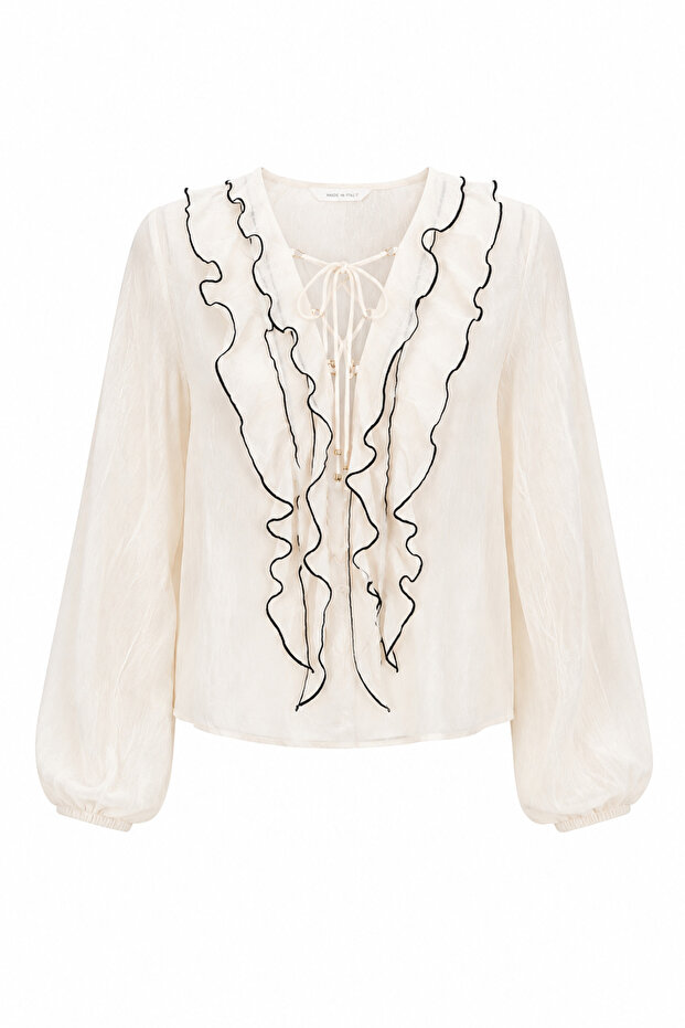 Contrast Ruffled Blouse
