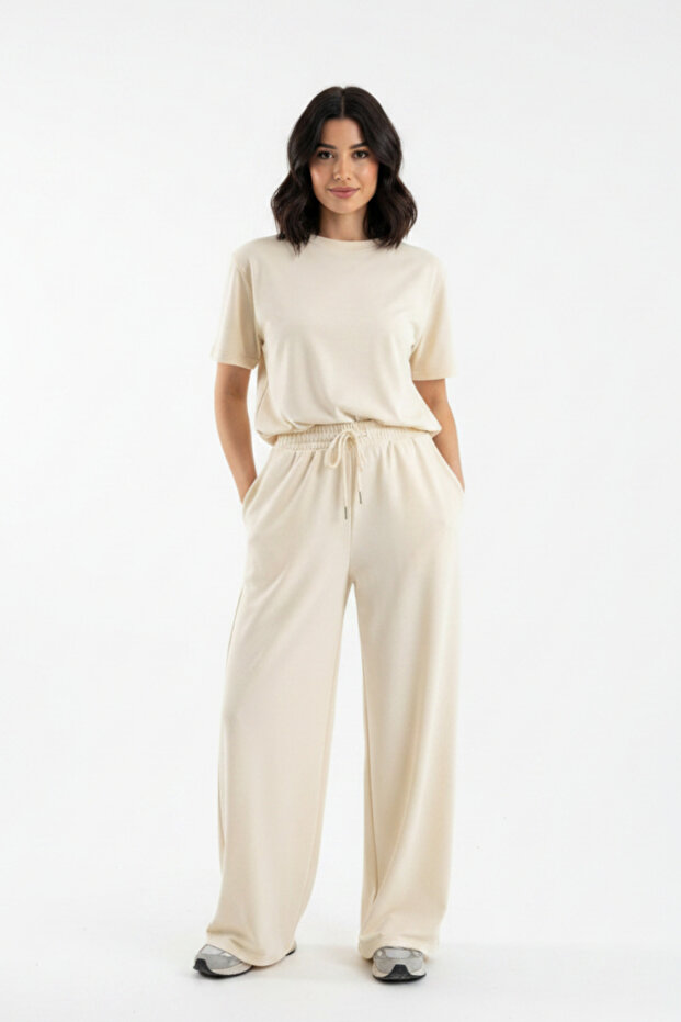 Women's Basic Short Sleeve Relaxed Fit Summer Set