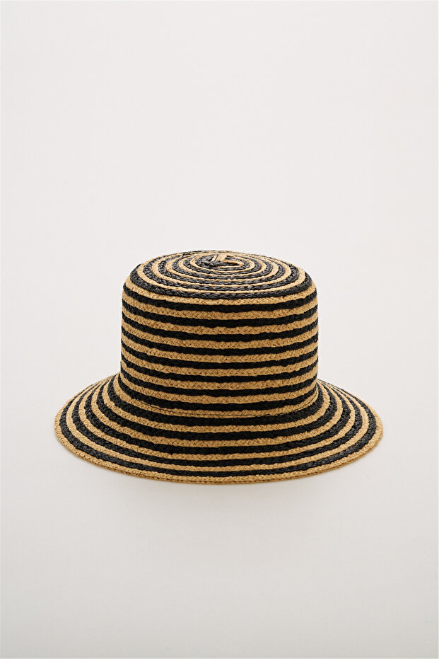 Beige Black Straw Hat