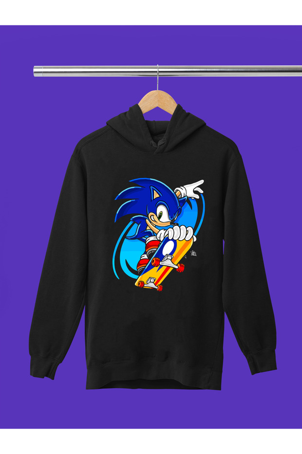 Sonic the Hedgehog Printed 3-Yarn Quality Soft Texture Hooded Children's Sweatshirt