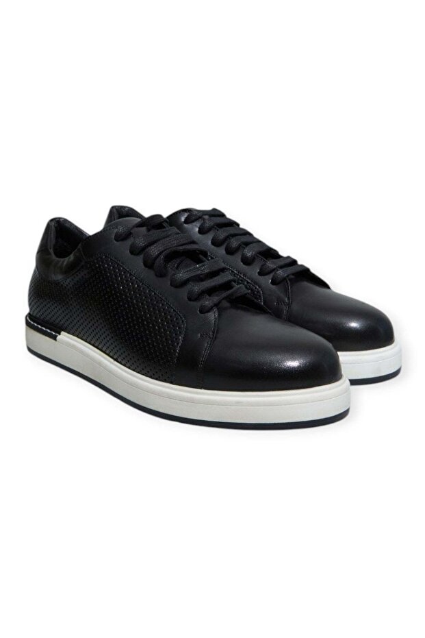 Black Color Lace-Up Genuine Leather Men's Shoes