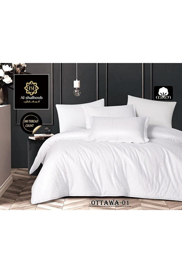 Ottawa Cotton Striped Bedspread - White - Single (4 Pieces)