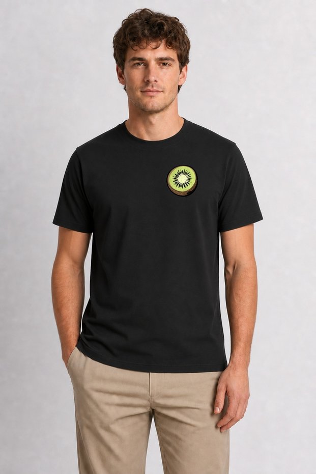 Dynamic Kiwi Graphic T-Shirt Print - Black