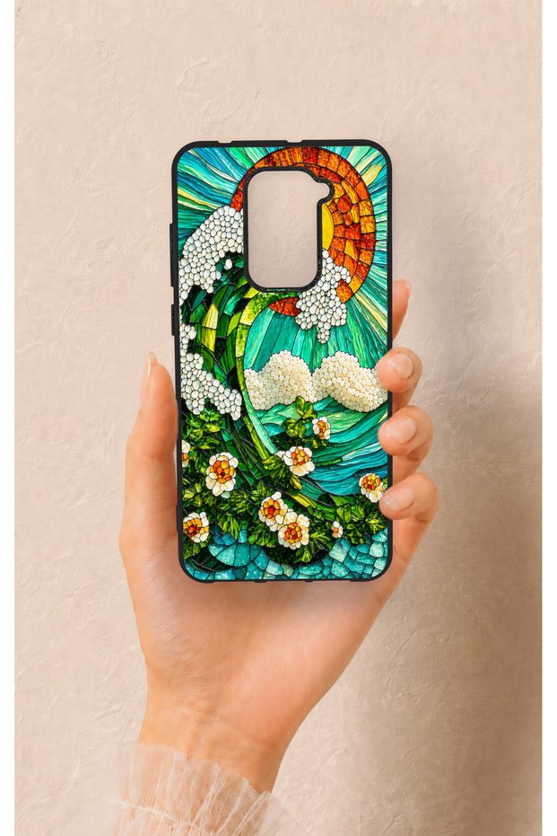 Redmi Note 9 Compatible Mosaic Ocean Wave Pattern Silicone Case