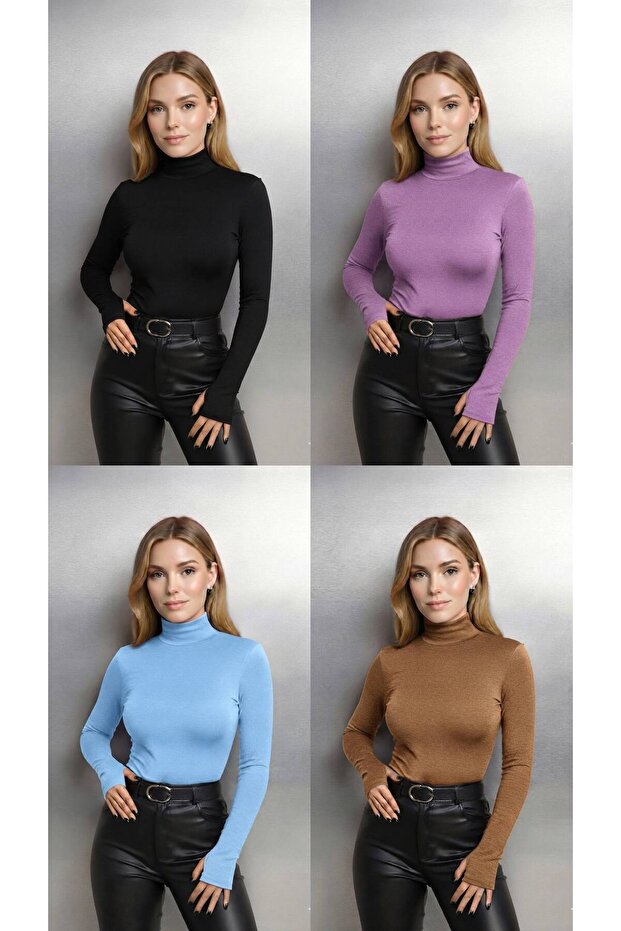 Round Neck Women's Long Sleeve Stretch Fabric Bodysuit with Toes