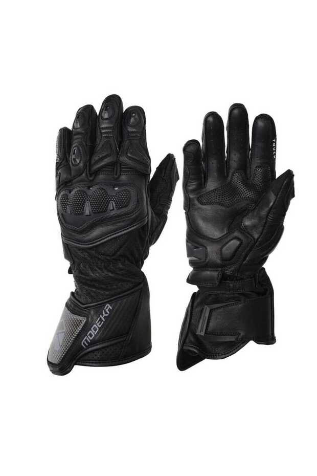 Evox Long Leather Gloves Black