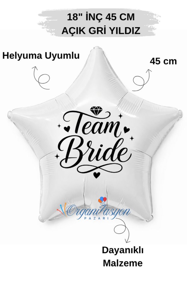 18 Inch White Star Foil Balloon | Bride Team Printed | Helyuma Compatible Bachelor Party Balloon