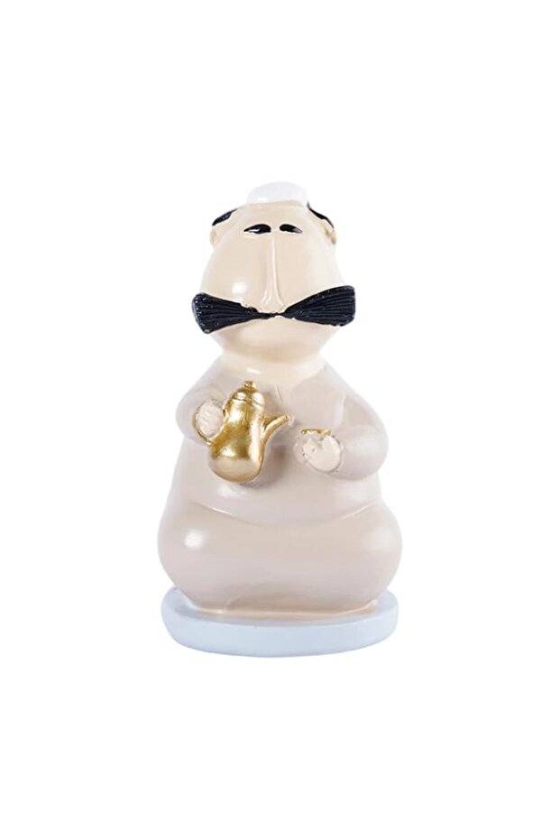 Middle Eastern Decor Arabic Man Figurine Ramadan Eid Mubarak Tabletop Ornament Golden Coffee Pot Ivory Resin Whimsical Home Kitchen Shelf Decoration Accent