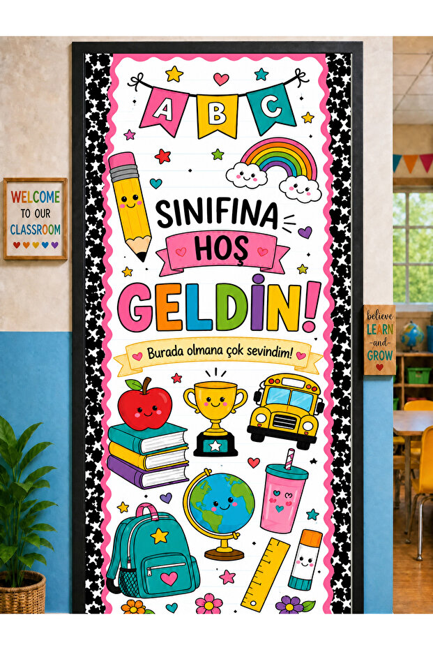 190X75Cm Elastic School Classroom Door Drape, Welcome to Class, Fabric Door Drape, Classroom Door, School Event Door Drape