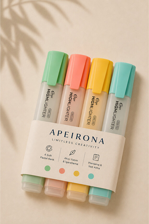 Set of 4 - Highlighter - Thick and Chisel Tip Marker Pen