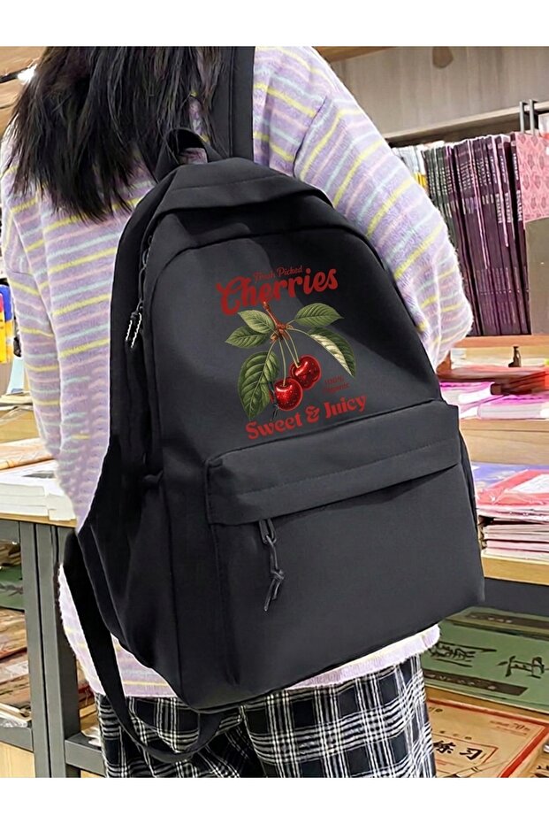 Waterproof Printed Black Color School Laptop Backpack