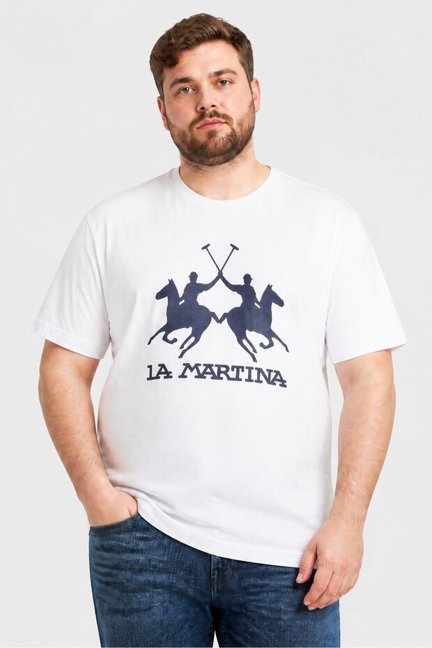 Men Crew Neck Short Sleeve Brand Logo T-Shirt, White