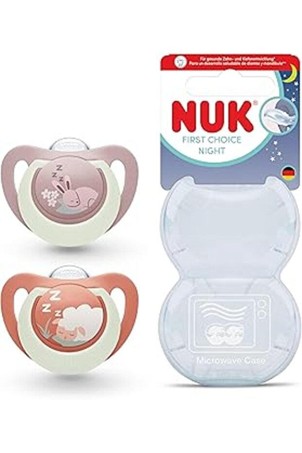 Nuk Fc Night 2-Pack Night Pacifier, 18-36 Months, Rabbit/Sheep
