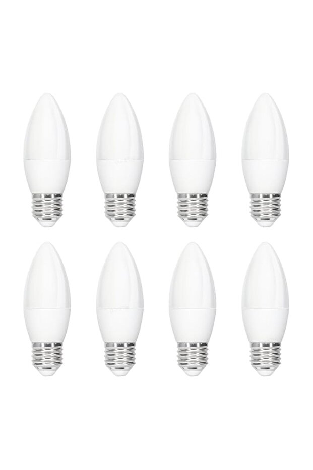 Duravel 7W LED Candle Light Bulb, E27 Base, Warm White, Frosted(Pack Of 8)
