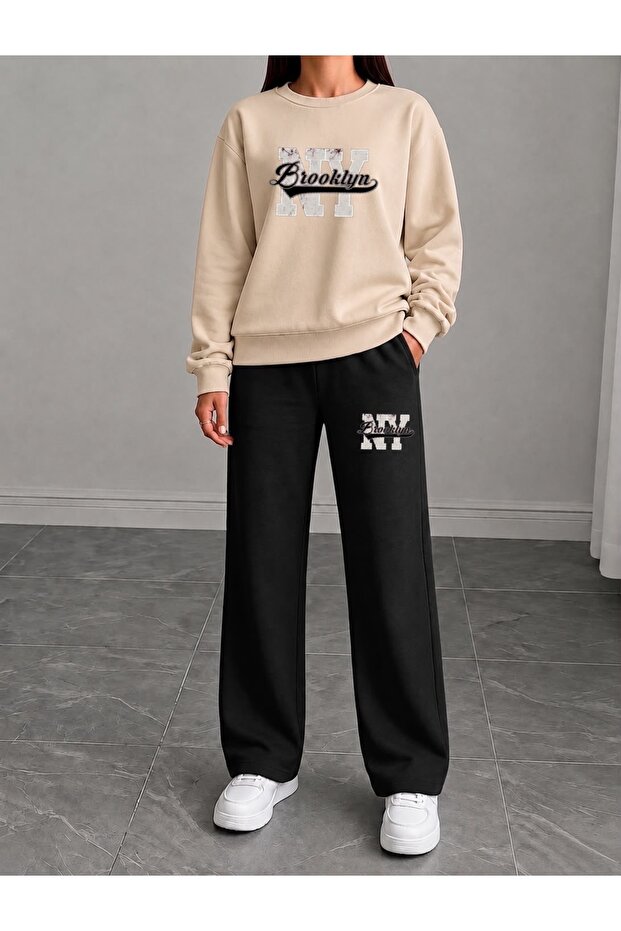 Ny Brooklyn Printed Women's Tube-Cut Collar Bottom/Top Tracksuit Set