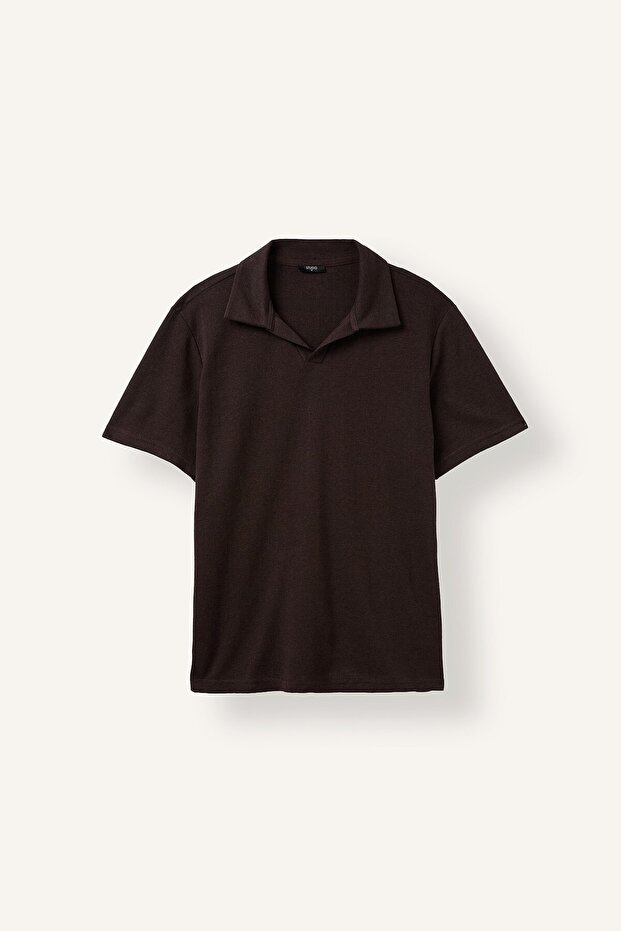 Regular Fit Buttonless Resort Collar Short Sleeve Polo T-Shirt I4027Ax26Au