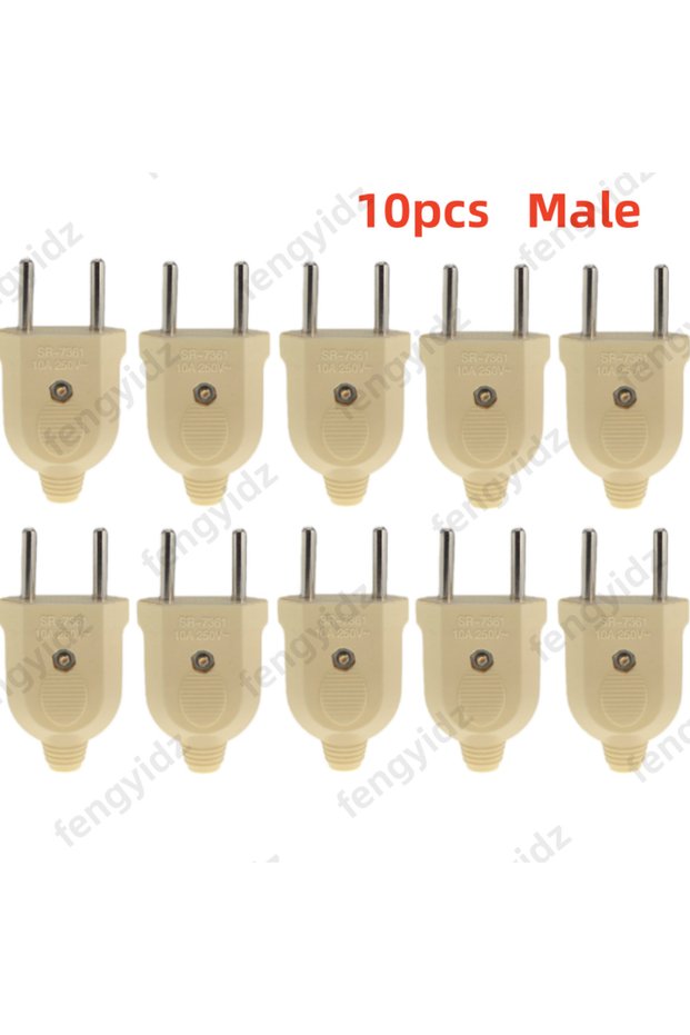 10PCS Male 1pc EU European 2 Pin AC Electric Power Male Plug Female Socket Outlet Adaptor Adapter Wi