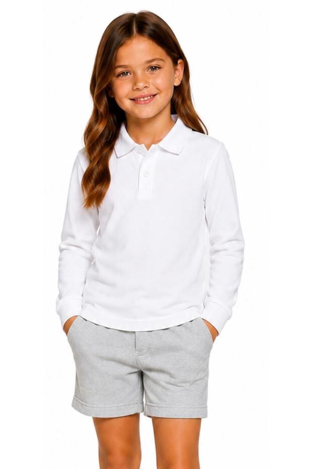 Unisex Cotton Plain Woven Polo Collar School T-Shirt