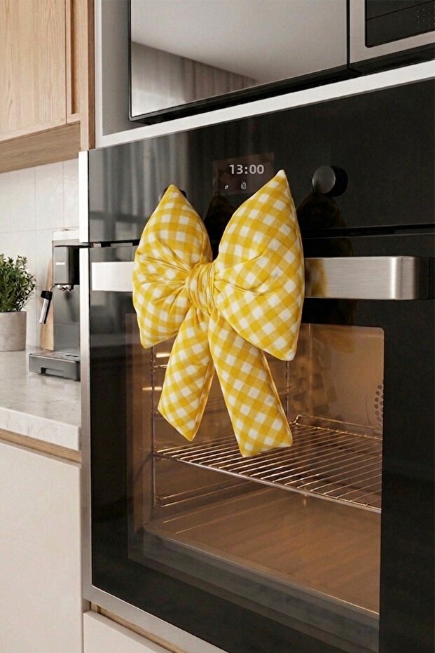 Digital Printing Checkered Bow Oven Ornament Decorative Filled Soft Handmade