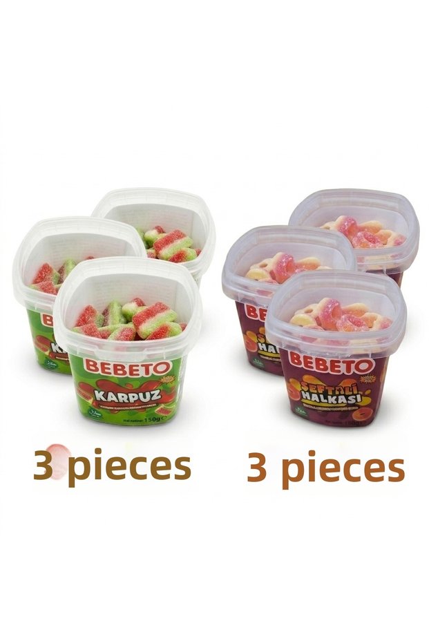 Soft Candy 150 g Bucket 3 Peach Rings and 3 Watermelon