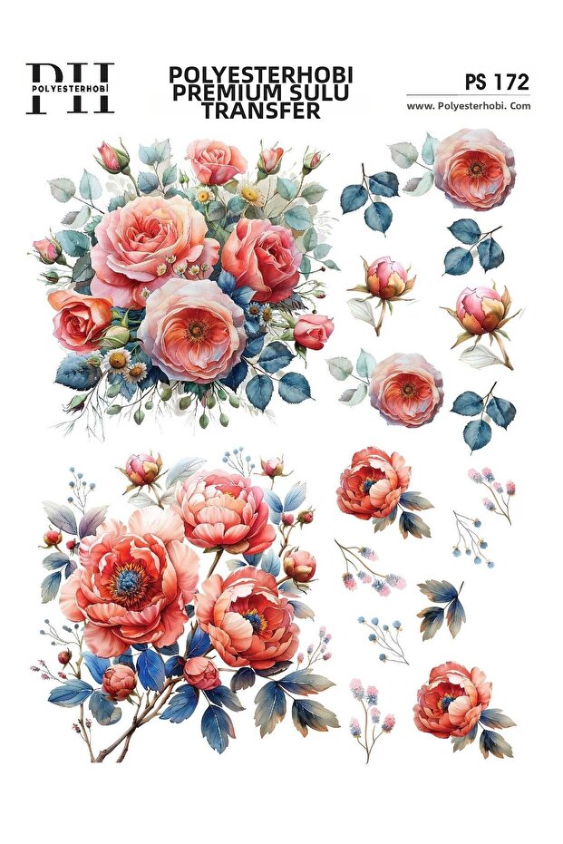 Premium Water Transfer 25X35 cm Flower Patterned Ps 172