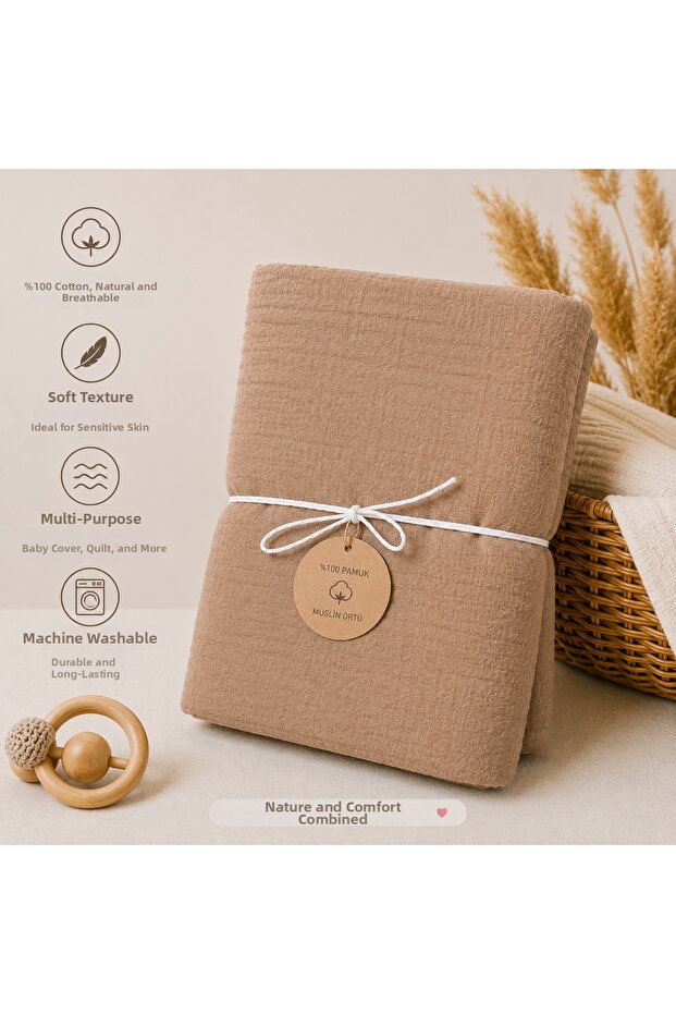 Organic Natural 100% Cotton Single Muslin Blanket